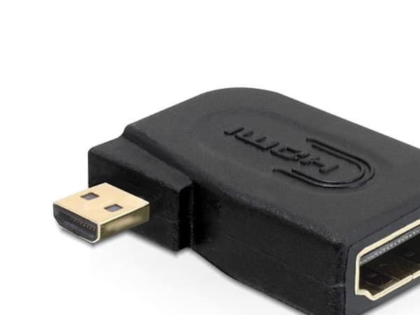 Delock High Speed HDMI with Ethernet - HDMI-adapter - 19 pin micro HDMI Type D hann til HDMI hunn - 90°-kontakt