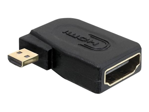 Delock High Speed HDMI with Ethernet - HDMI-adapter - 19 pin micro HDMI Type D hann til HDMI hunn - 90°-kontakt