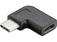 MicroConnect - USB-C forlengelse - USB-C (hann) vinklet til USB-C (hun) - svart