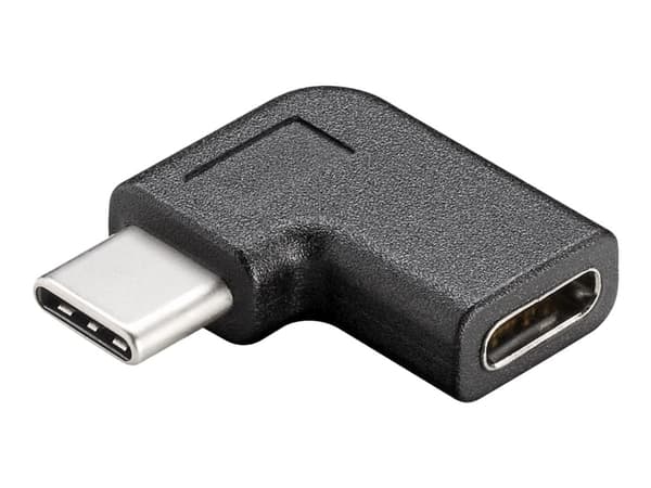 MicroConnect - USB-C forlengelse - USB-C (hann) vinklet til USB-C (hun) - svart