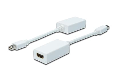 ASSMANN - HDMI-adapter - Mini DisplayPort hann til HDMI hunn - 15 cm - dobbeltisolert - hvit