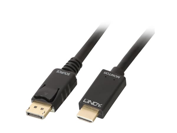 Lindy 36920, 0,5 m, DisplayPort, HDMI-tyyppi A (vakio), Uros, Uros, 3840 x 2160 pikseliä