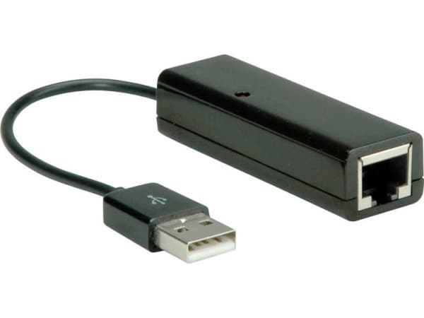 Value USB 2.0 - RJ-45, Svart, 22 mm, 65 mm, 17 mm