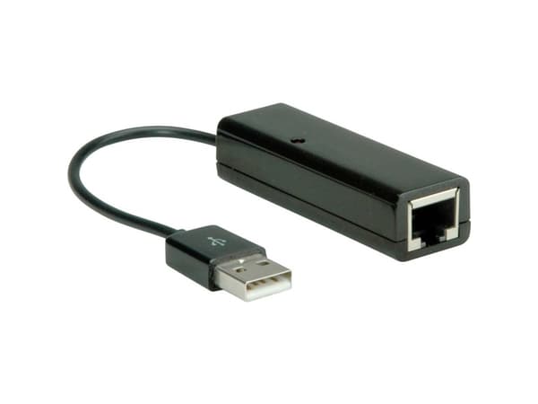 Value USB 2.0 - RJ-45, Svart, 22 mm, 65 mm, 17 mm