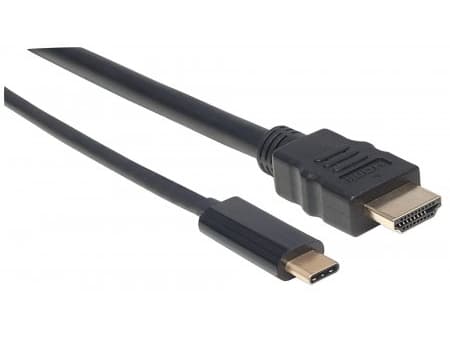 Manhattan 152235, 1 m, USB Type-C, HDMI Type A (Standard), Hankjønn, Hankjønn, Rett