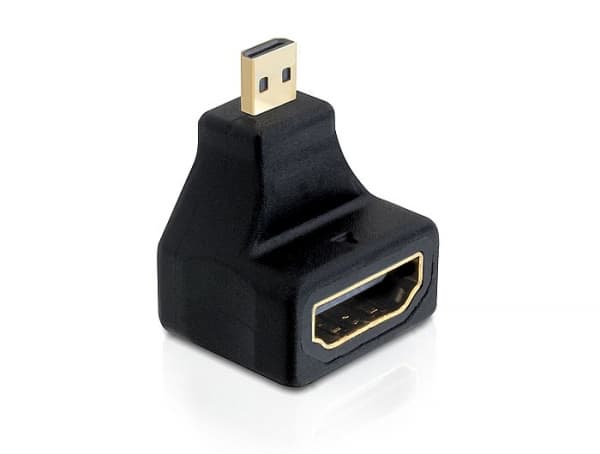 Delock - HDMI-adapter - 19 pin micro HDMI Type D hann til HDMI hunn - 90°-kontakt