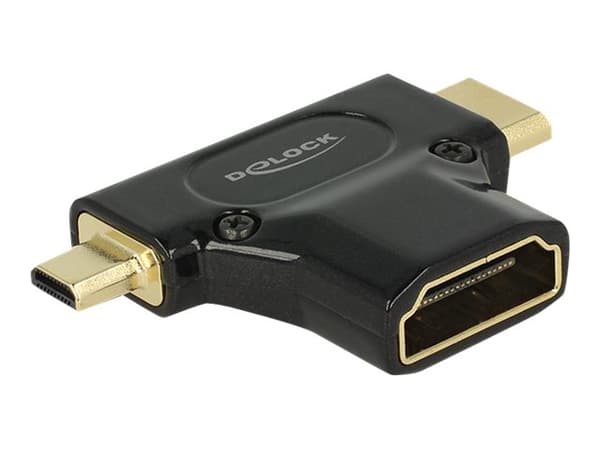 Delock Adapter High Speed HDMI with Ethernet - HDMI-A female > HDMI Mini-C male + Micro-D male - HDMI-adapter - 19 pin mini HDMI Type C, 19 pin micro