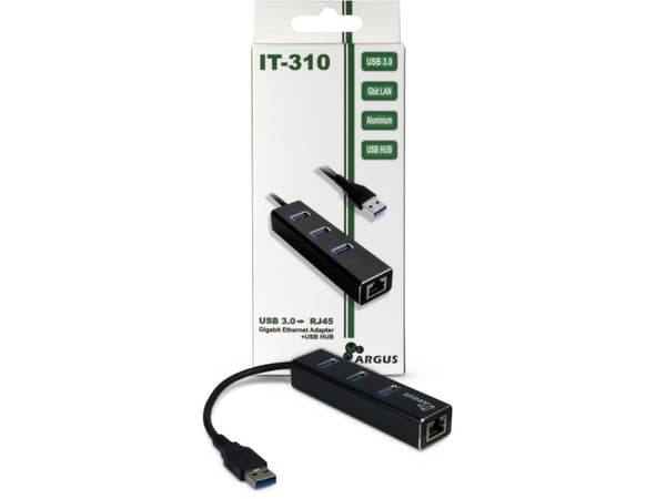 Argus IT-310 - Hubb - 3 x SuperSpeed USB 3.0 + 1 x 10/100/1000 - skrivbordsmodell