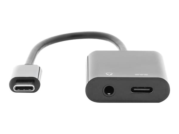 DIGITUS - USB-C til hodetelefons-jakkadapter - 24 pin USB-C hann til 24 pin USB-C, mini-phone stereo 3.5 mm hunn - 20 cm - svart