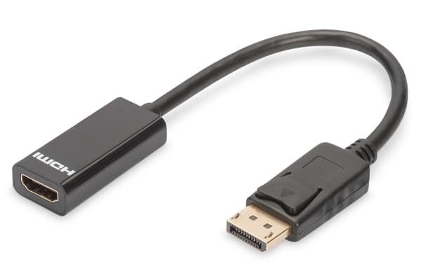 DIGITUS - Videosovitin - DisplayPort uros HDMI naaras - 15 cm - kaksoissuojattu - musta