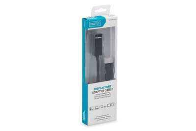 DIGITUS - Videosovitin - DisplayPort uros HDMI naaras - 15 cm - kaksoissuojattu - musta