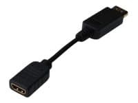 DIGITUS - Videosovitin - DisplayPort uros HDMI naaras - 15 cm - kaksoissuojattu - musta