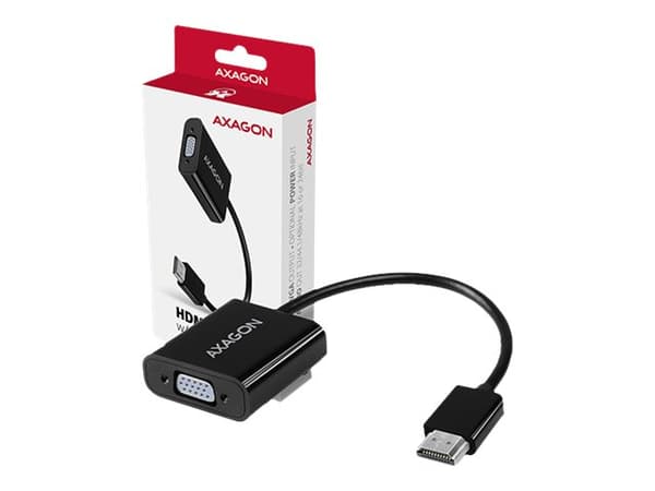 AXAGON - Video adapter - HDMI hann til HD-15 (VGA), mini-phone stereo 3.5 mm hunn - 17 cm - 1920 x 1200 (WUXGA)-støtte, aktiv omformer