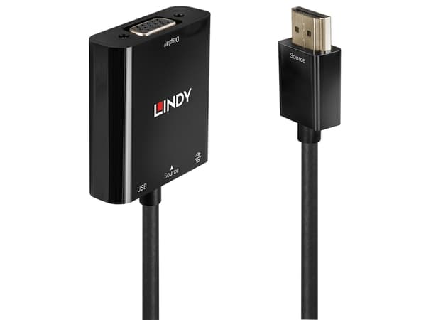 Lindy 38285, 0,1 m, HDMI Type A (Standard), VGA (D-Sub), Hankjønn, Hunkjønn, Rett