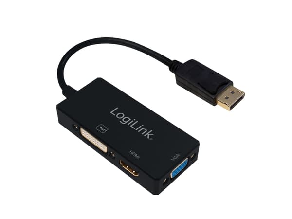 LogiLink CV0109, 0,15 m, DisplayPort, VGA + HDMI + DVI, Hankjønn, Hunkjønn, Rett