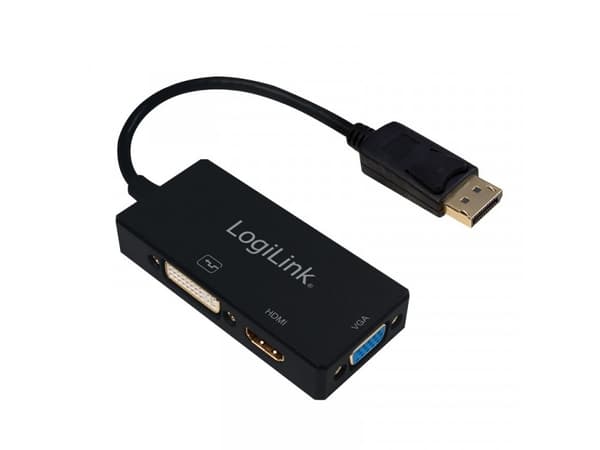LogiLink CV0109, 0,15 m, DisplayPort, VGA + HDMI + DVI, Hankjønn, Hunkjønn, Rett