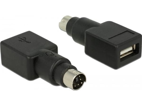 Delock - Adapter för tangentbord/mus - PS/2 (hane) till USB (hona) - svart