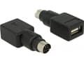 Miniatyrbild 3 av 4: Delock - Adapter för tangentbord/mus - PS/2 (hane) till USB (hona) - svart