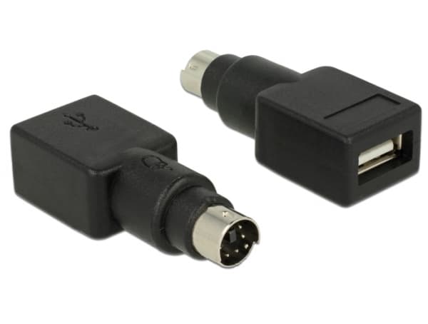 Delock - Adapter för tangentbord/mus - PS/2 (hane) till USB (hona) - svart