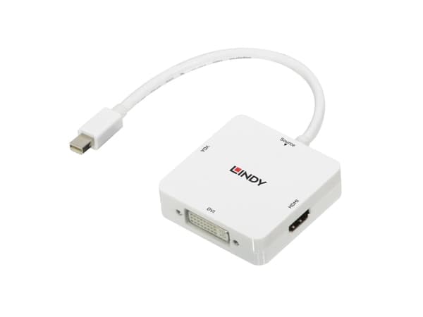 Lindy 38297, 0,15 m, Mini DisplayPort, DVI-D + VGA (D-Sub) + HDMI, Hankjønn, Hunkjønn, Rett