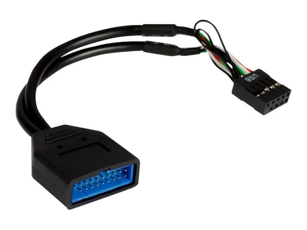 Inter-Tech - Intern USB-adapter - 9-pins USB-header (hunn) til 19-pins USB 3.0-plugg (hann) - 15 cm - svart