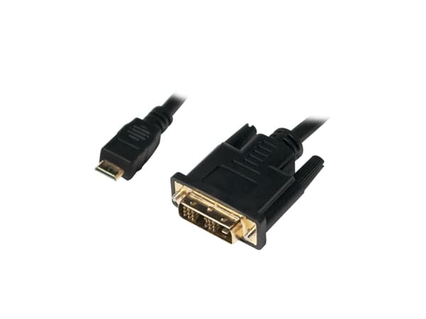 LogiLink Mini-HDMI - DVI-D M/M 2m, 2 m, Mini-HDMI, DVI-D, Hankjønn, Hankjønn, Gull