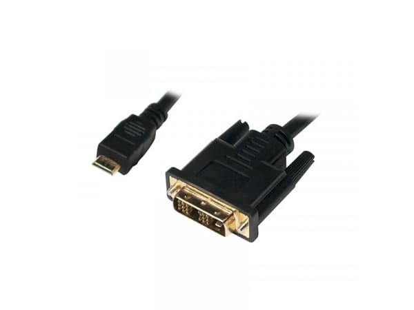 LogiLink Mini-HDMI - DVI-D M/M 2m, 2 m, Mini-HDMI, DVI-D, Hankjønn, Hankjønn, Gull