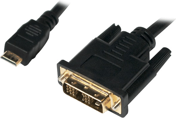 LogiLink Mini-HDMI - DVI-D M/M 2m, 2 m, Mini-HDMI, DVI-D, Hankjønn, Hankjønn, Gull