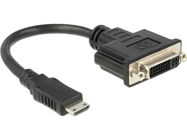 Delock - Video adapter - 19 pin mini HDMI Type C hann til DVI-I hunn - 20 cm - svart