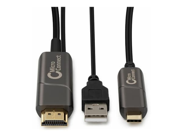 MicroConnect Premium - Adapterkabel - 24 pin USB-C hann til HDMI hann - 10 m - svart - Active Optical Cable (AOC), 4K 60Hz støtte