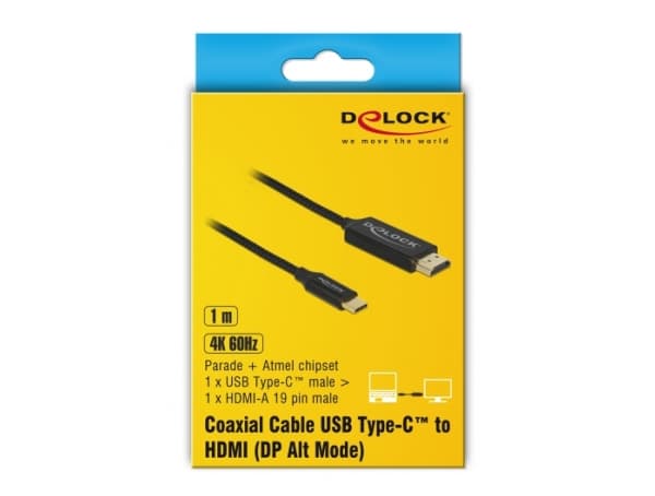 Delock - Adapterkabel - 24 pin USB-C hann til HDMI hann - 1 m - svart - 4K-støtte
