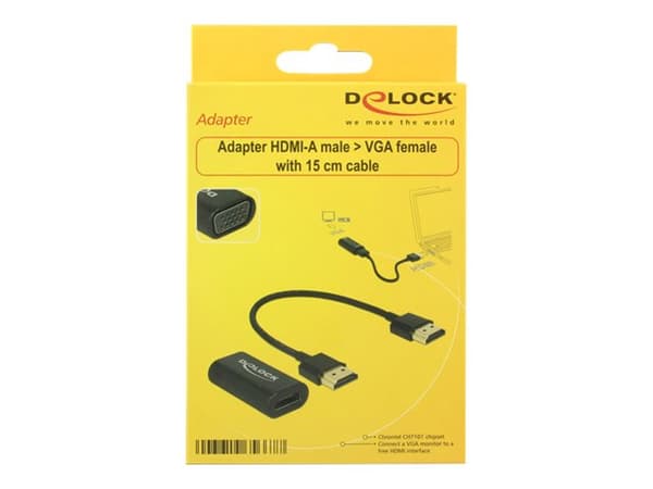 Delock Adapter HDMI-A male > VGA female - Videokonverter - HDMI - VGA - løsvekt