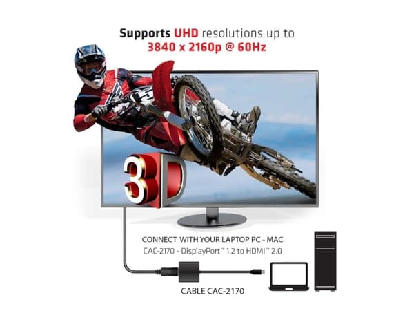 CLUB3D Mini DisplayPort 1.2 to HDMI 2.0 UHD Active Adapter
