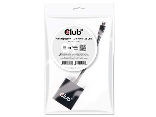 CLUB3D Mini DisplayPort 1.2 to HDMI 2.0 UHD Active Adapter