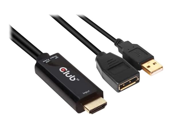 Club 3D - Video adapter - HDMI hann til DisplayPort hunn - 25 cm - 4K-støtte, aktiv