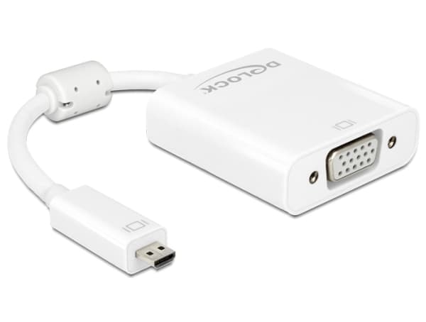 Delock Adapter HDMI Micro-D male > VGA female with Audio - VGA-adapter - 19 pin micro HDMI Type D (hann) til HD-15 (VGA), mini-phone stereo 3.5 mm, M