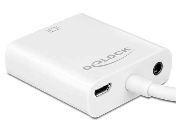 Delock Adapter HDMI Micro-D male > VGA female with Audio - VGA-adapter - 19 pin micro HDMI Type D (hann) til HD-15 (VGA), mini-phone stereo 3.5 mm, M