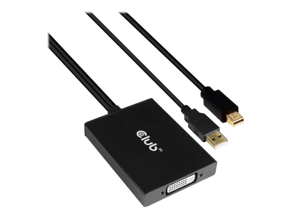 Club 3D - DisplayPort / DVI-adapter - dobbeltlenke - USB (kun strøm), Mini DisplayPort (hann) til DVI-D (hunn) - DisplayPort 1.2a - 60 cm - USB-strøm