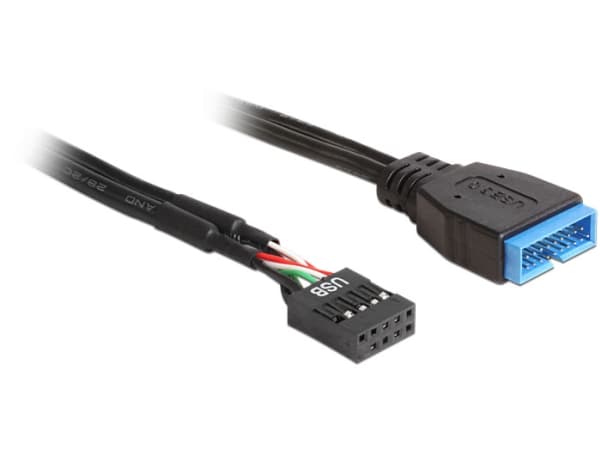 Delock - USB-internkabel - 9-stifts USB-överdel (hona) till 19-stifts USB 3.0-kontakt (hane) - 30 cm - svart