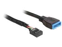 Delock - USB-internkabel - 9-stifts USB-överdel (hona) till 19-stifts USB 3.0-kontakt (hane) - 30 cm - svart