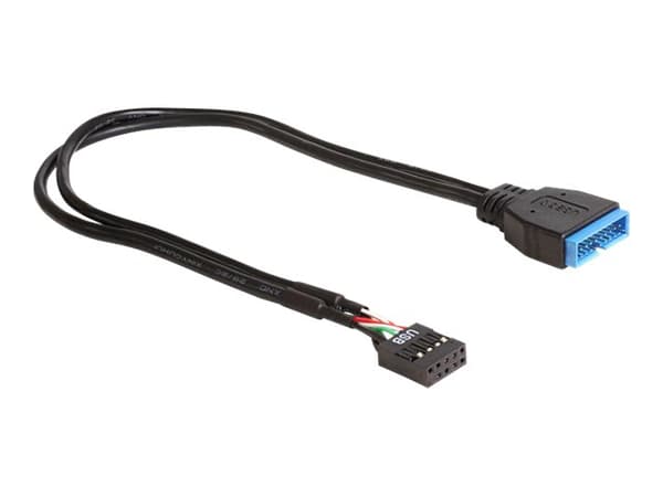 Delock - USB-internkabel - 9-stifts USB-överdel (hona) till 19-stifts USB 3.0-kontakt (hane) - 30 cm - svart