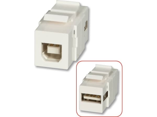 Lindy 60555, Hvit, USB A, USB B, Hunkjønn, Hunkjønn