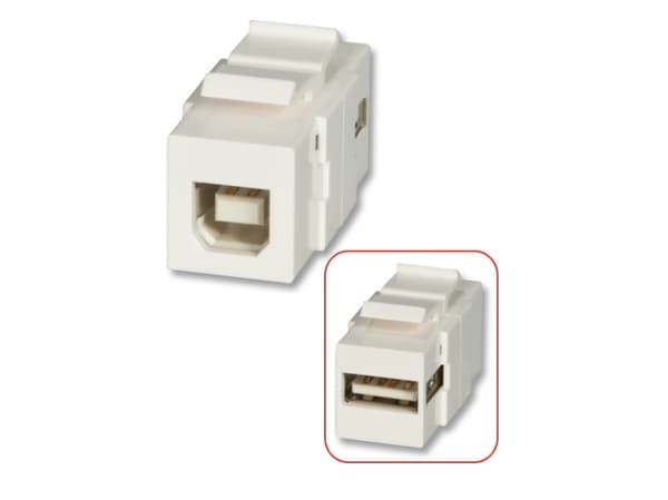 Lindy 60555, Hvit, USB A, USB B, Hunkjønn, Hunkjønn
