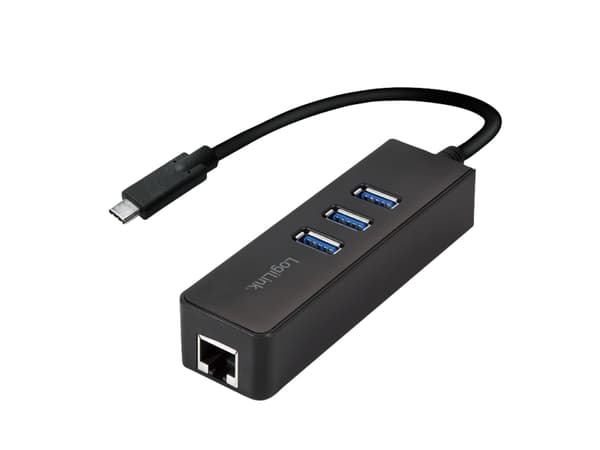 LogiLink UA0283, Koblet med ledninger (ikke trådløs), USB, Ethernet, 1000 Mbit/s, Sort