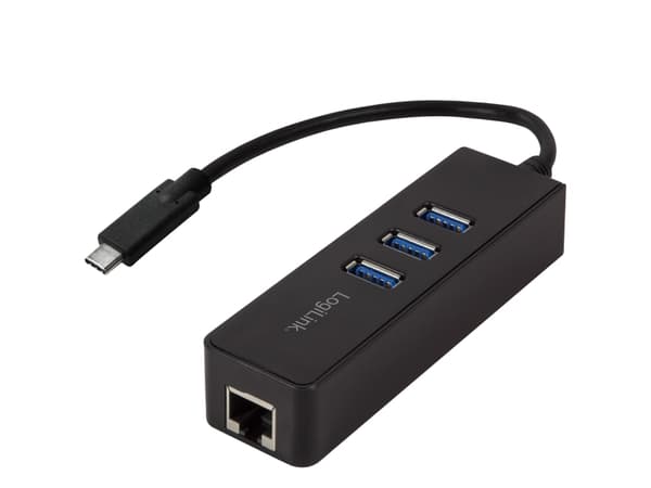 LogiLink UA0283, Koblet med ledninger (ikke trådløs), USB, Ethernet, 1000 Mbit/s, Sort