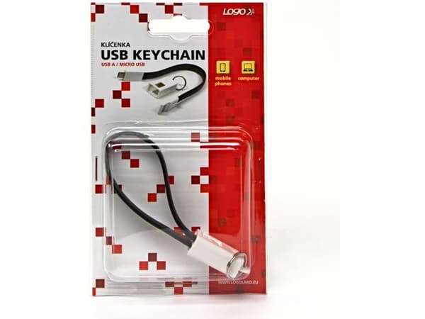 USB-adapter Logo USB-kabel (2.0), USB A M - microUSB (M), 0,2 m, svart, blister, nyckelring () - KUAMXJS02BQL