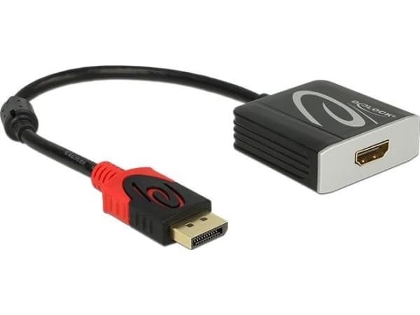 Delock 4K Passive - Video adapter - DisplayPort hann til HDMI hunn - 20 cm - svart - 4K-støtte