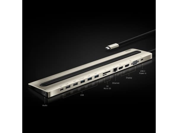 ATEN UH3237-AT, Ledningsført, USB 3.2 Gen 1 (3.1 Gen 1) Type-C, 10,100,1000 Mbit/s, Sort, Grå, MicroSD (TransFlash), MicroSDHC, MicroSDXC, SD, SDHC,