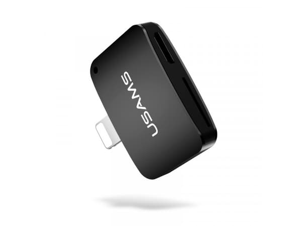 Adapter USB Usams Lightning - microUSB + SD Czarny (SJ176KC01)
