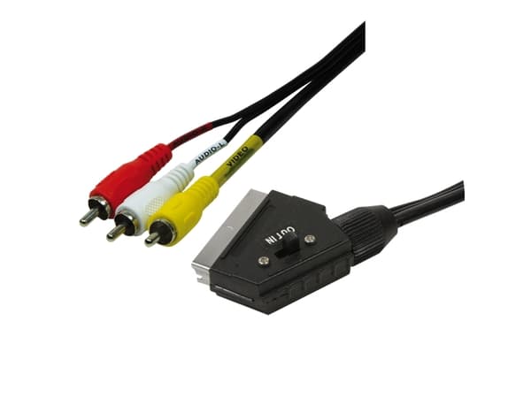 LogiLink Scart - RCA, 2m, 2 m, SCART (21-pin), 3 x RCA, Sort, Polyvinylklorid (PVC), Hankjønn/hankjønn